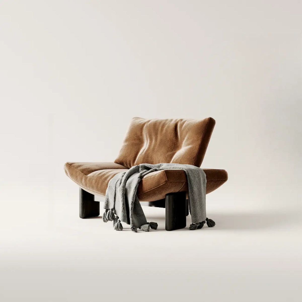 Contemporary Black Tufted Armless Chenille Accent Chair