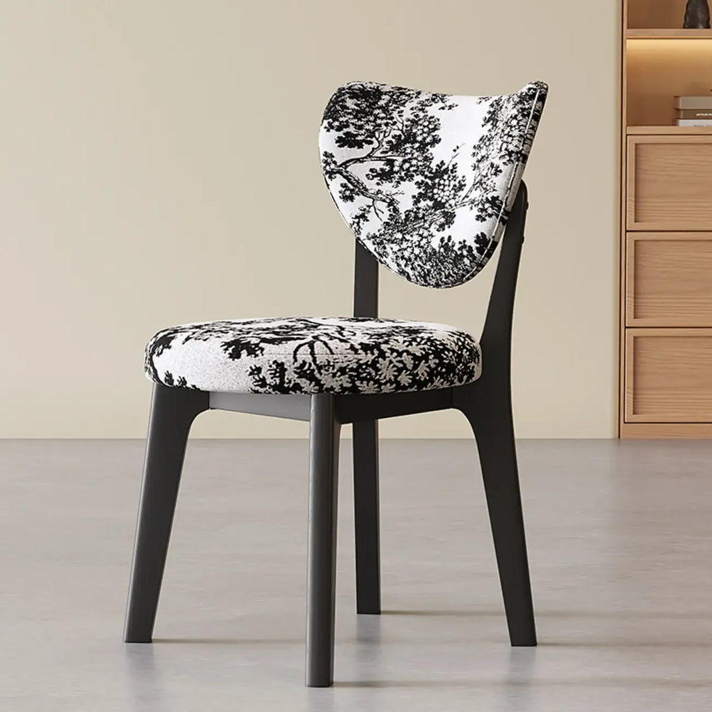 Chaise de salle à manger moderne sans accoudoirs, dossier enveloppant et revêtement en similicuir