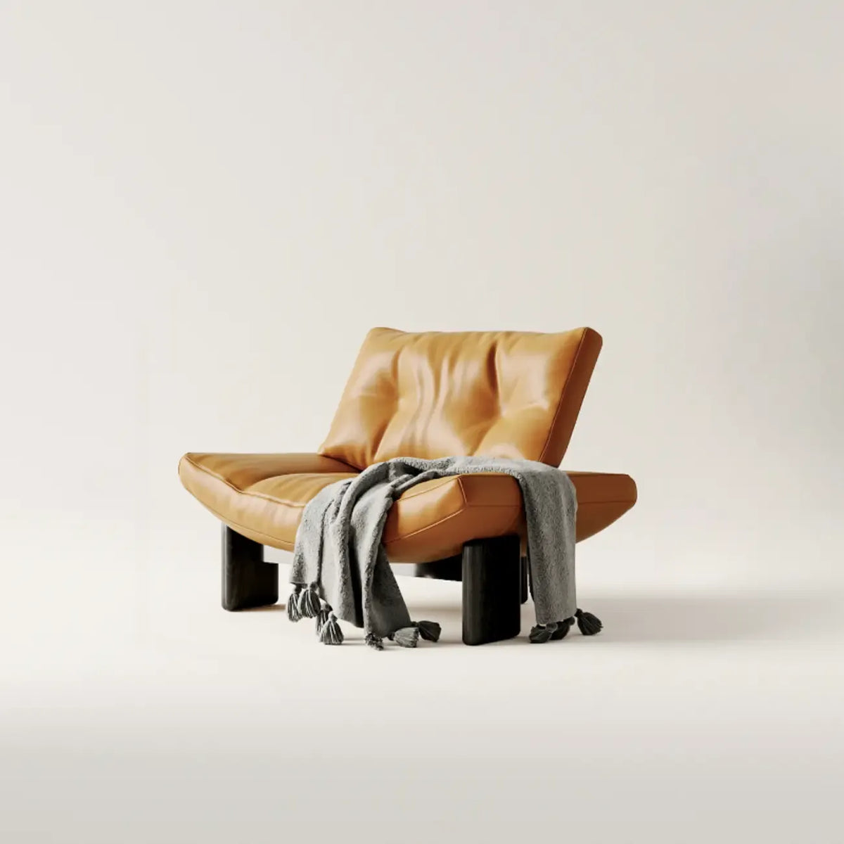 Contemporary Black Tufted Armless Chenille Accent Chair