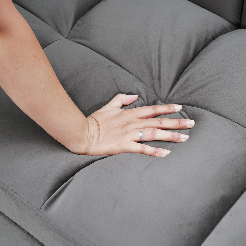 Fluwelen slaapbank van 64,96 inch, 3-in-1, met verstelbare rugleuning, opbergvak en draagvermogen van 500 lb
