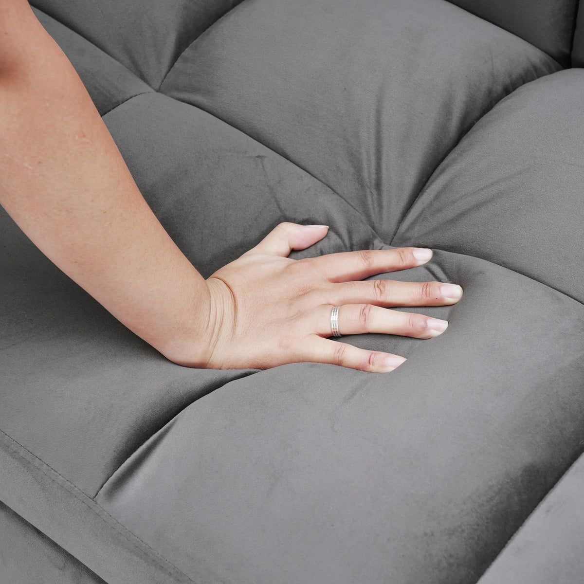 Fluwelen slaapbank van 64,96 inch, 3-in-1, met verstelbare rugleuning, opbergvak en draagvermogen van 500 lb