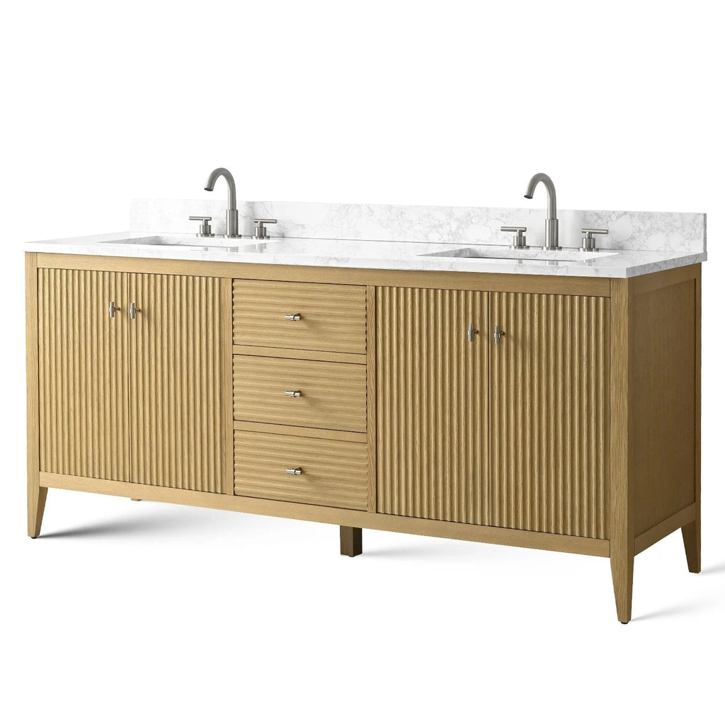 Vanity Art 72 badkamermeubel met dubbele wastafel en blad van composietmarmer