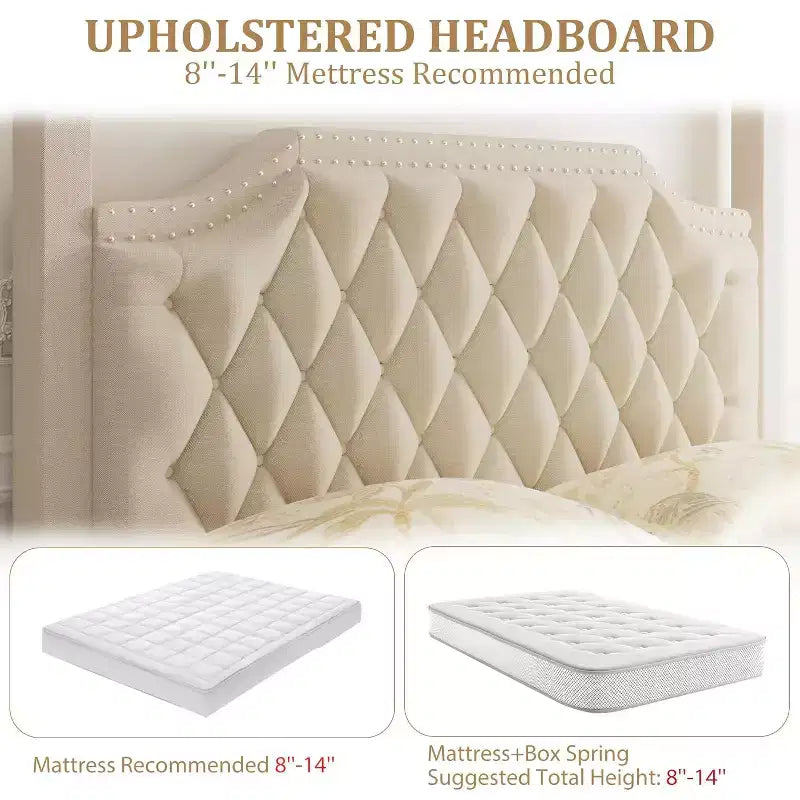 Queen-Size-Himmelbettgestell mit Pfosten, 4-Ecken-Betthalterungen, Lattenrost aus Massivholz, keine Bettfeder erforderlich, geräuschlos