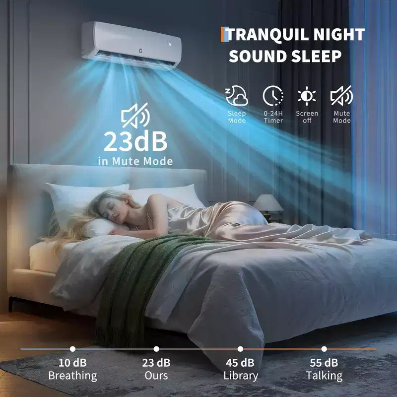 Ultra-leise 42 dB|12000 BTU 19 SEER kanallose Mini-Split-Klimaanlage mit Wärmepumpe|3-in-1-Kühlung, Heizung und Entfeuchtung|230-V-Wechselrichter-Klimaanlagensystem, weiß