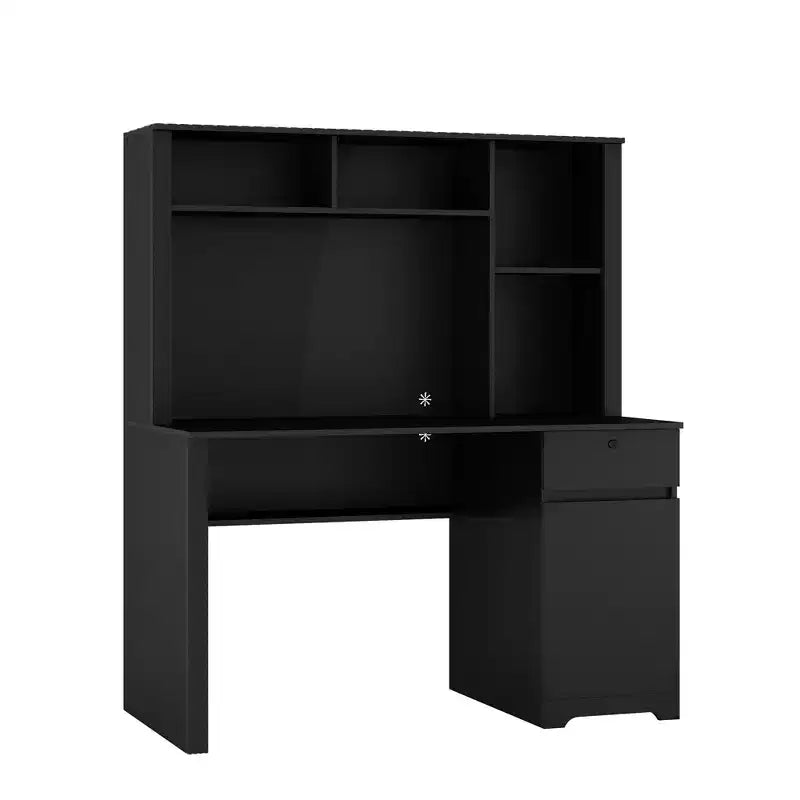 51.18IN Modern Computer Desk with Hutch and Bookshelf, Office Desk with Ample Storage, Writing Desk for Study, Reading Room