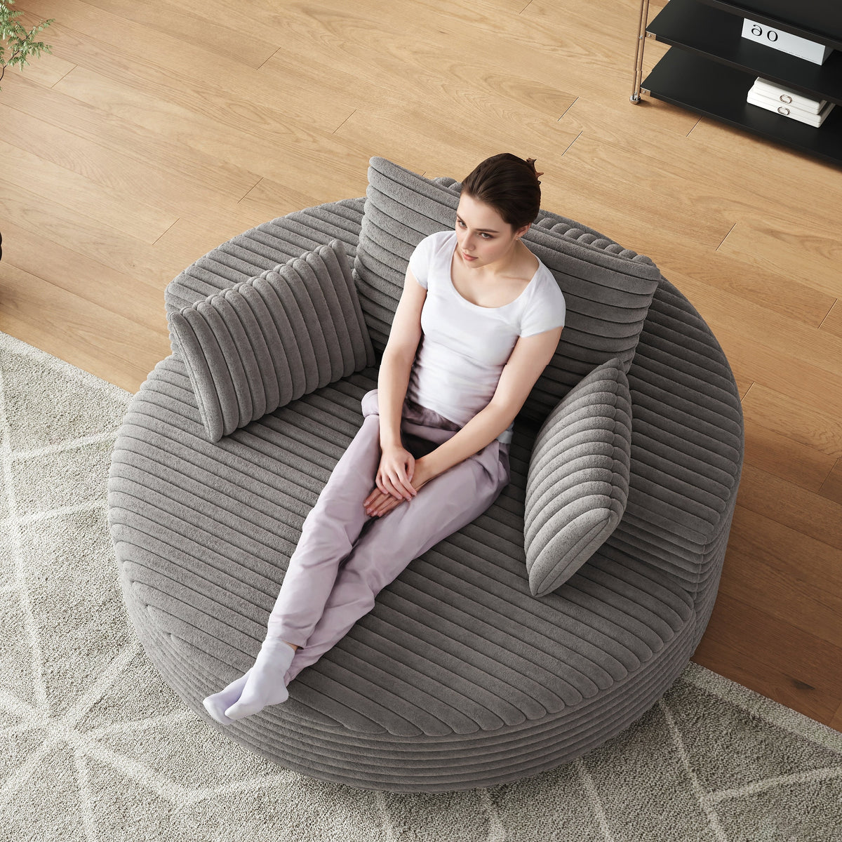 Einzelner Drehstuhl aus Cord-Chenille-Schaumstoff