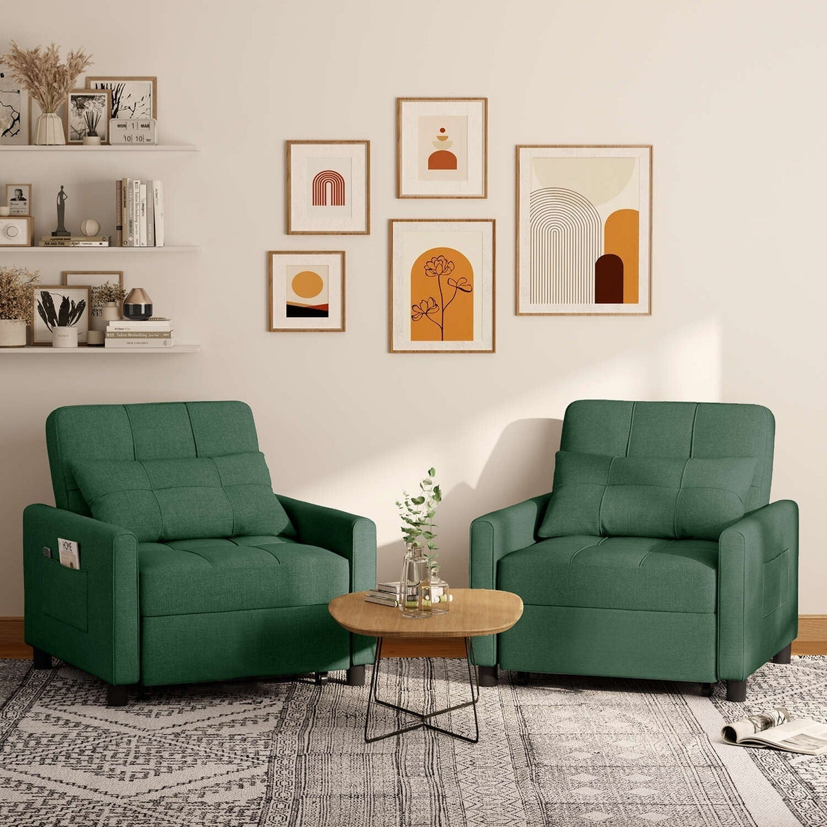3-in-1-Schlafsofa mit verstellbarer Rückenlehne, ausziehbarer Sessel, umwandelbares Klappbett fürs Wohnzimmer