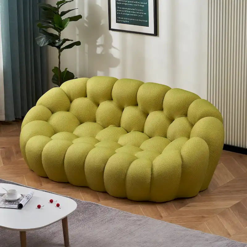 2-Sitzer-Bubble-Sofa mit geschwungener Form, Wabenstruktur und 3D-Textilbezug fürs Wohnzimmer, den Salon oder Apartment