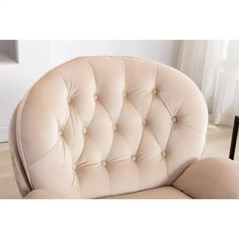 Okak Samt-Sessel mit Hocker, moderner armloser Wohnzimmersessel im Mid-Century-Stil, weicher und bequemer Sessel zum Fernsehen und Spielen