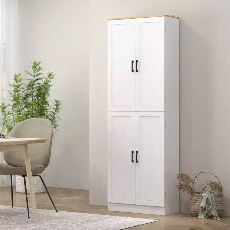 HOMCOM vrijstaande keukenkast van 67 inch, opbergkast met 4 deuren, verstelbare planken en deuren