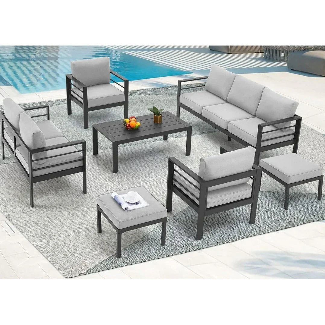 AECOJOY conjunto de muebles de aluminio para patio de 7 piezas, conjunto de exterior para conversar