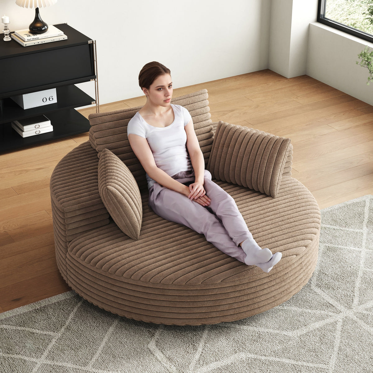 Einzelner Drehstuhl aus Cord-Chenille-Schaumstoff
