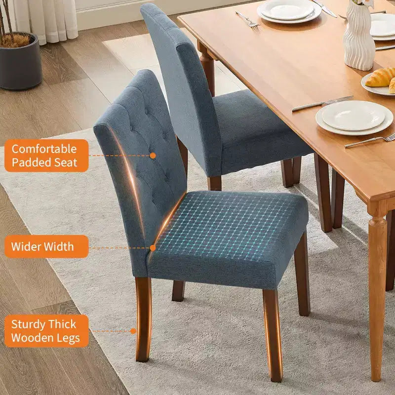 Juego de 6/4 sillas de comedor Parsons con capitonado de botones, sillas de cocina de tela tapizada con patas de madera y asientos acolchados, muebles para salón y cocina