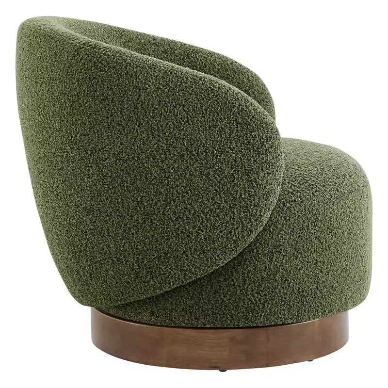 Poltrona barrel girevole imbottita d'accento Spruce&Spring con base in legno
