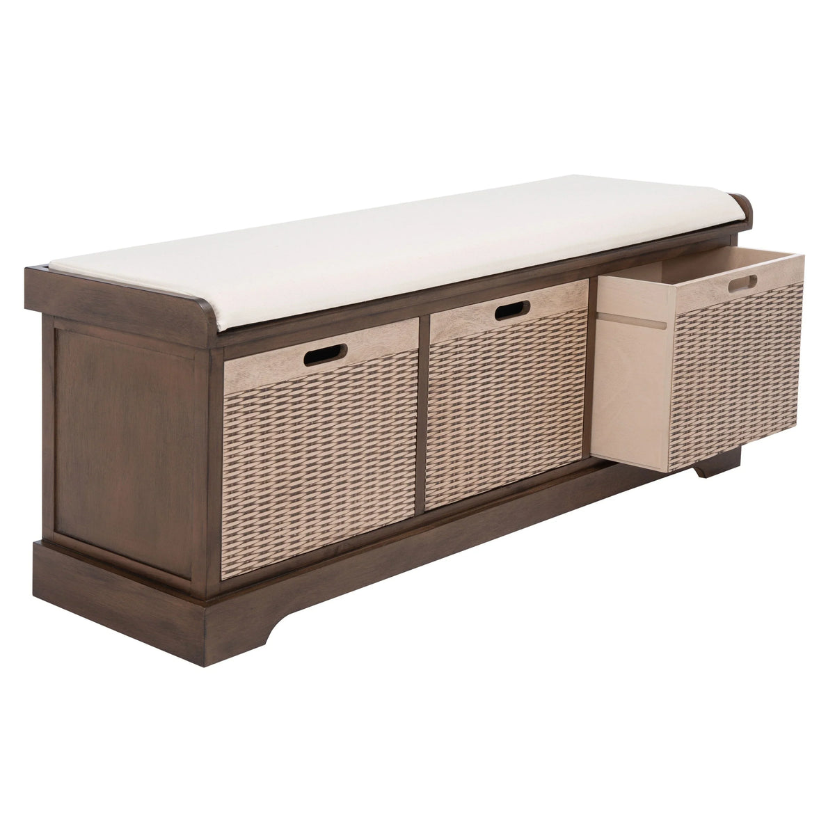 Banco de almacenamiento SAFAVIEH Fiorello con 3 cajones y cojín - 47.3 W x 15 L x 19 H - 47Wx15Dx19H