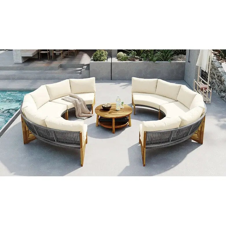 Ensemble de salon extérieur pour 6 personnes avec coussins et 1 table basse