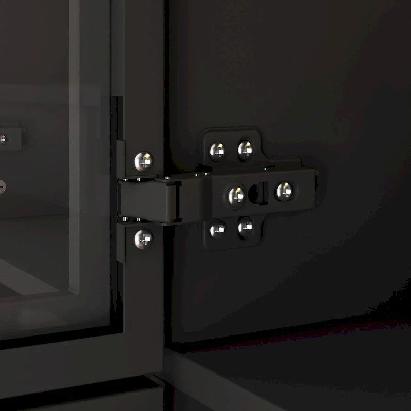 47.2 Wide Armoire LED Light All Glass Door Closet Cabinet Wardrobe