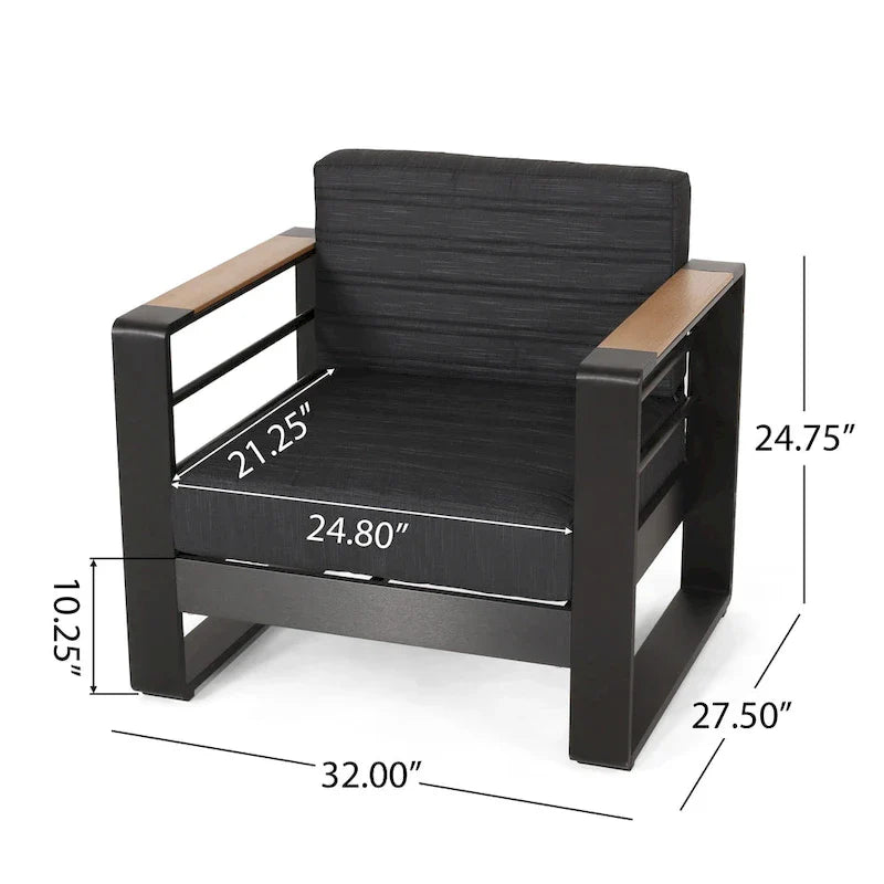 Giovanna Outdoor-Aluminium-Sitzgruppe für 7 Personen mit Feuerstelle von Christopher Knight Home