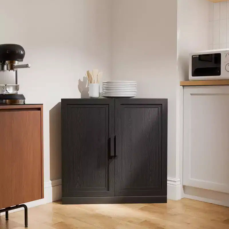 Dovelina Corner Cabinet with Adjustable Shelves Sideboard Buffet Wine Cabinet Kitchen and Dining Cabinet with Wood Doors - 31H x 31W, 36H x 31W