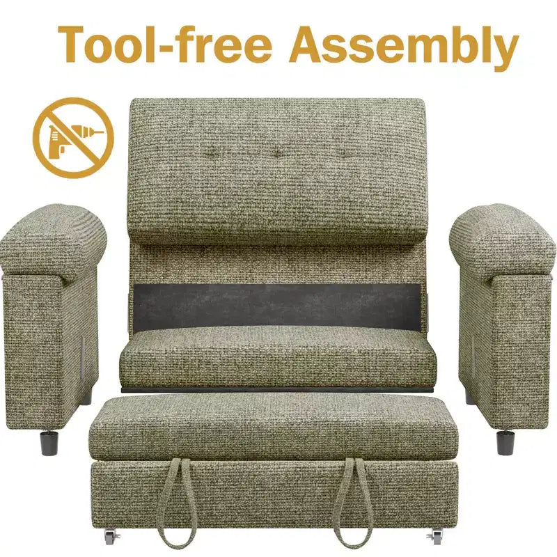 Dyonery 3-in-1 Convertible Sofa Bed, Pull Out Sleeper Sofa with Adjustable Backrest