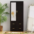 Armoire Hitow à portes miroirs avec deux tiroirs et rangement compartimenté