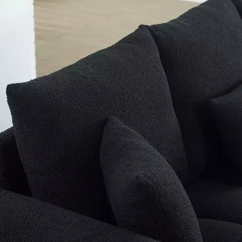 GDFStudio Alanna 79,5 modernes 3-Sitzer-Sofa mit Teddy-Stoffbezug und Kissen