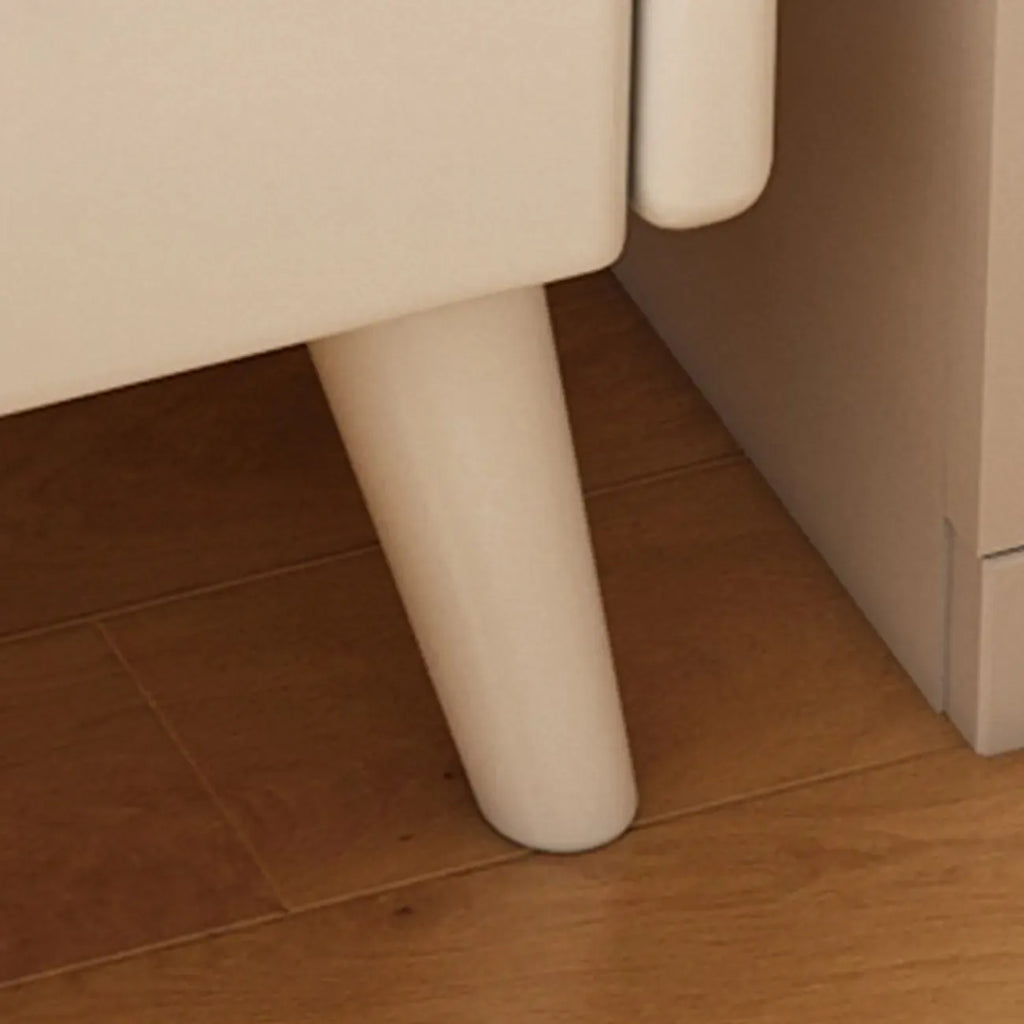 Comodino stretto in legno bianco con 2 ripiani