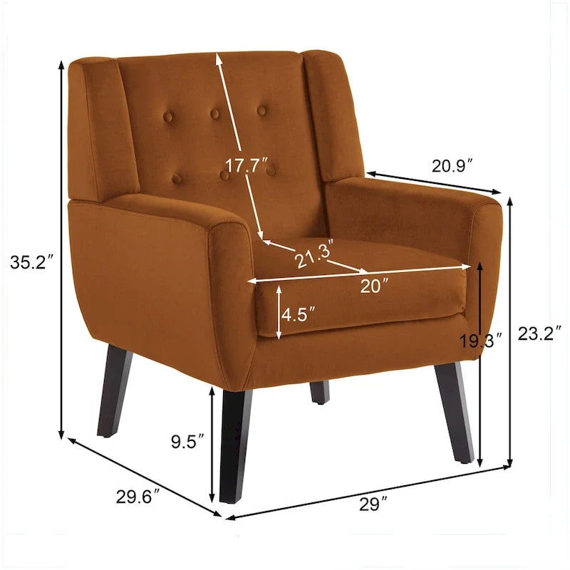 Set van 2 fluwelen accentstoelen voor de woonkamer, gestoffeerde fauteuils