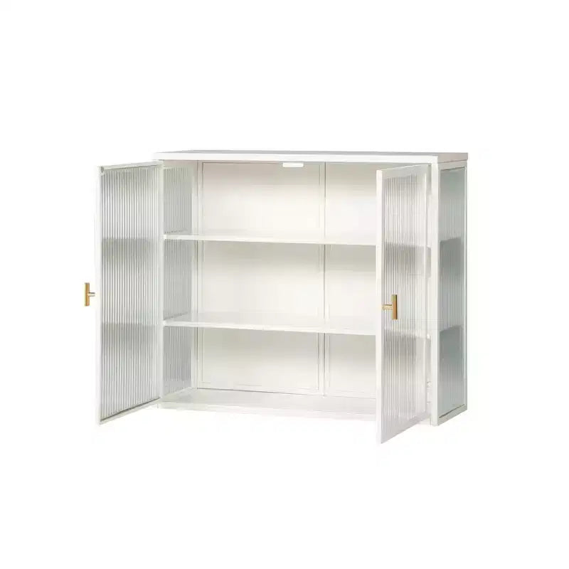 Okak Modern 2-door Wall Cabinet with Featuring 3-tier Storage Glass Doors for Entryway/Dining Room/Living Room/Kitchen
