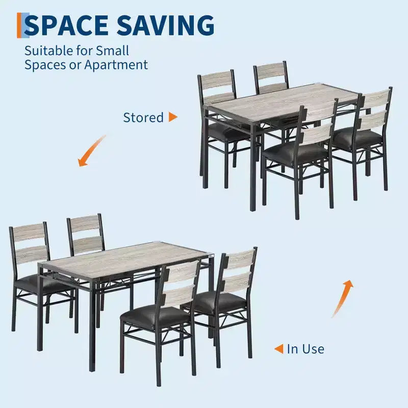 Eettafelset voor 4 personen met 4 gestoffeerde stoelen, houten keukeneettafelset van 5 delen met hoekbescherming voor keuken, appartement en kleine ruimtes