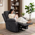 Sillón reclinable mecedor giratorio de 360° extragrande con masaje y calor: silla ergonómica de descanso con portavasos y bolsillos laterales para la sala de estar o el dormitorio infantil