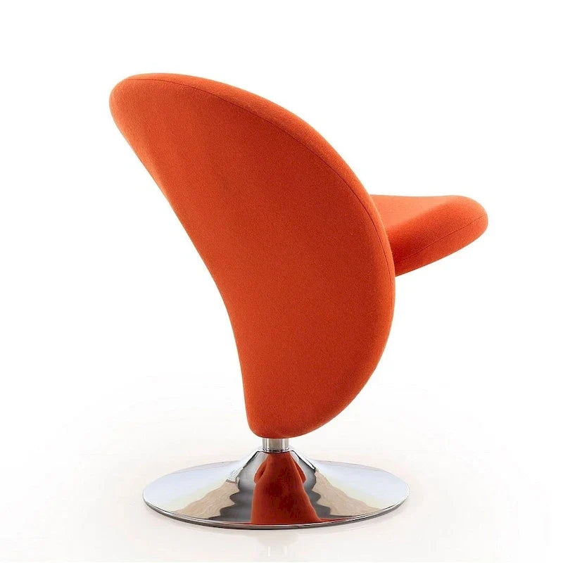 Poltrona girevole d'accento Manhattan Comfort Curl in misto lana e cromo (set da 2)