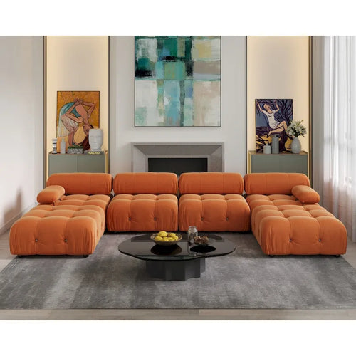 138 Modułowa sofa segmentowa z możliwością konfiguracji, minimalistyczna sofa aksamitna w kształcie litery U