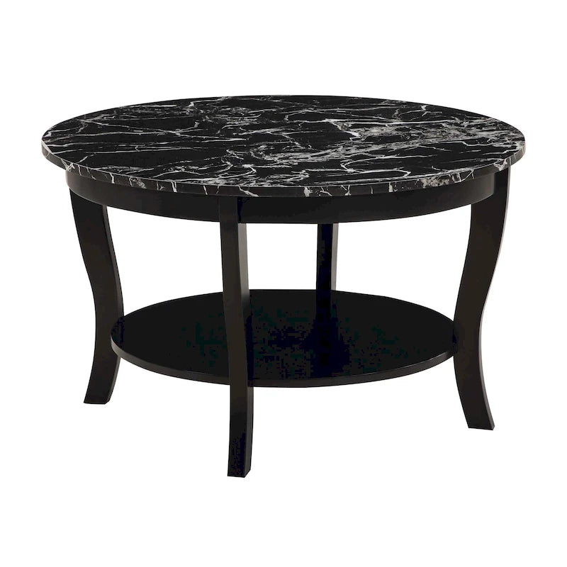 Convenience Concepts American Heritage Round Coffee Table with Shelf