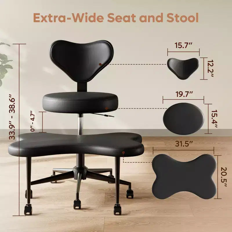 Sedia da ufficio ergonomica Pinmoco Criss Cross, sedia da meditazione regolabile in altezza, girevole a 360°, supporto lombare, sedia da lavoro e da ufficio, sedia per ADHD
