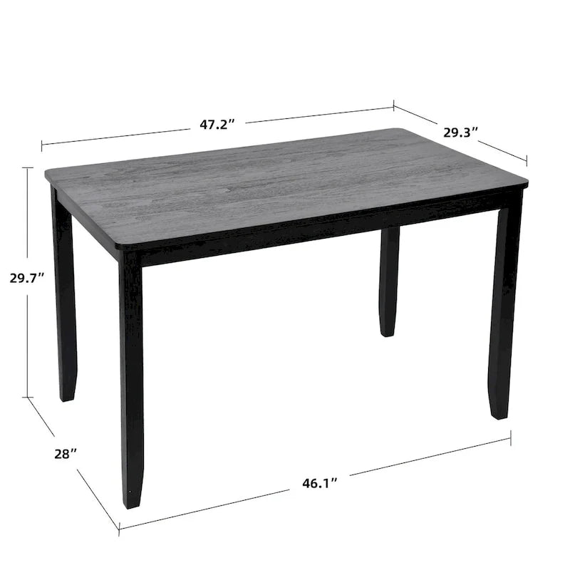 Juego de comedor de 5 piezas de madera maciza de 47 L (1 mesa + 4 sillas con respaldo de listones)
