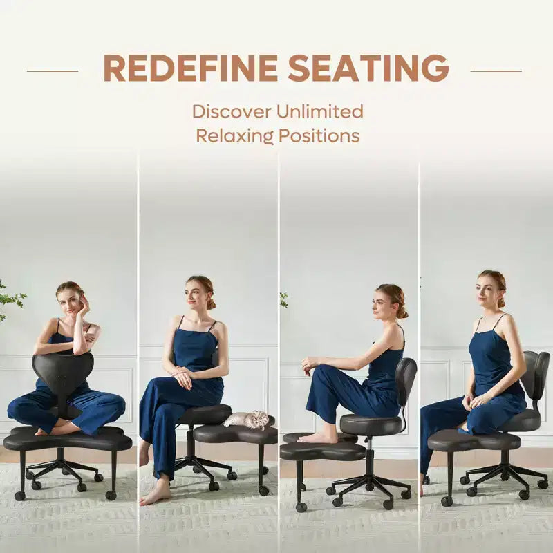 Sedia da ufficio ergonomica Pinmoco Criss Cross, sedia da meditazione regolabile in altezza, girevole a 360°, supporto lombare, sedia da lavoro e da ufficio, sedia per ADHD
