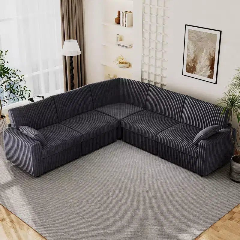 Canapé sectionnel modulaire en velours côtelé Dyonery avec housses lavables