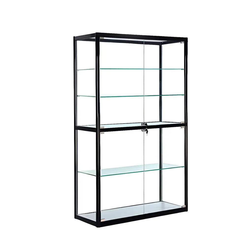 Contemporary Rectangular Black Glass Curio Cabinet