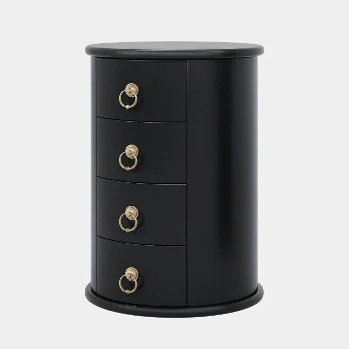 No Assembly Solid Wood End Table, Vintage Round Side Drawers Table
