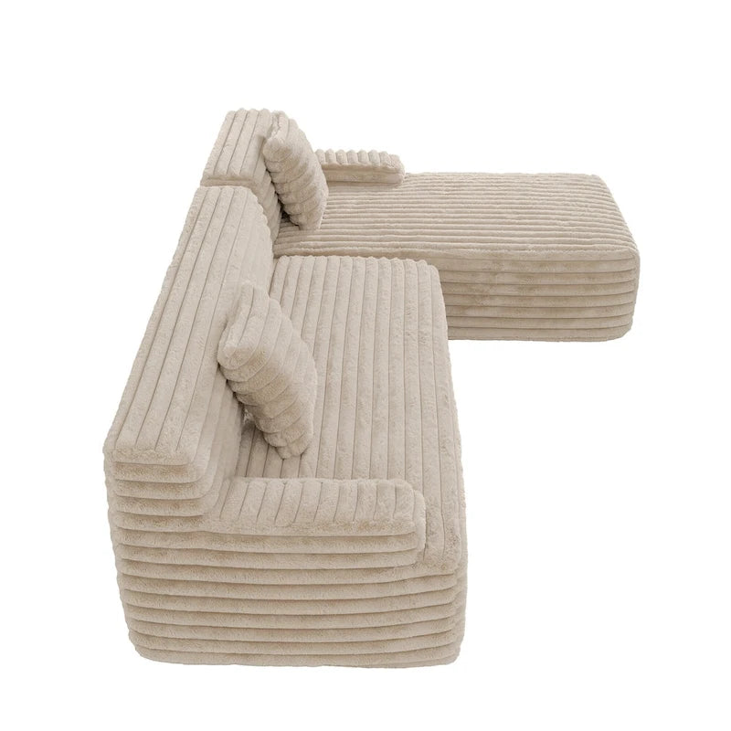 Divano componibile Cloud, divano moderno imbottito con 2 cuscini decorativi, divano componibile combinabile liberamente, divano componibile a L