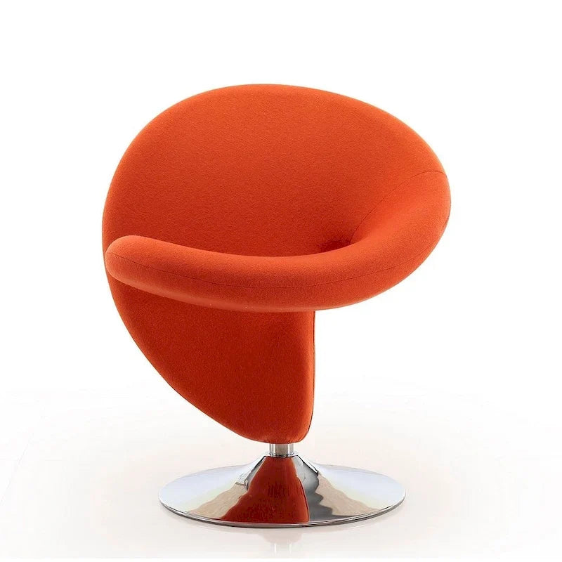 Poltrona girevole d'accento Manhattan Comfort Curl in misto lana e cromo (set da 2)
