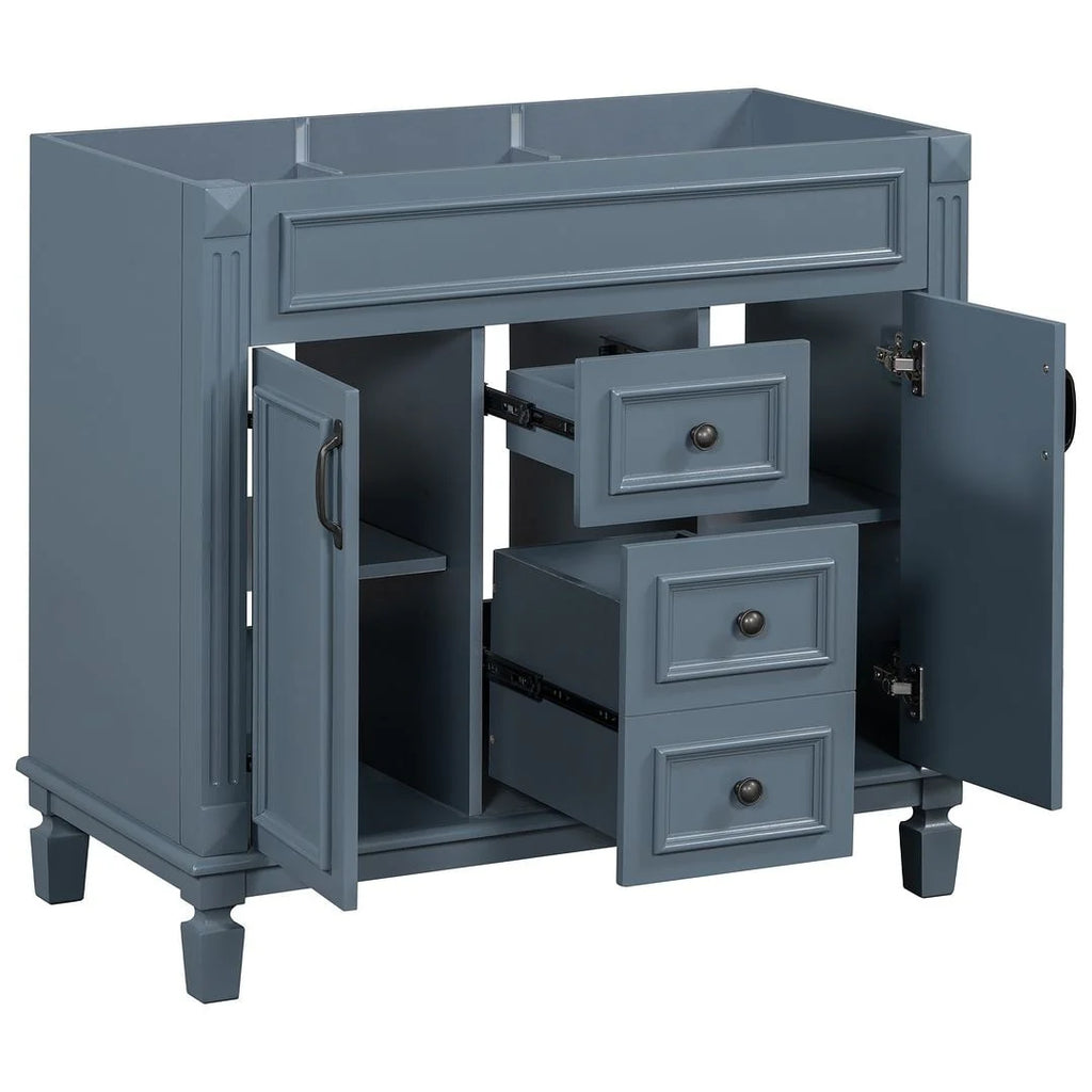 36'' Modern Bathroom Vanity with Top Sink and Mirror Cabinet,2 Doors and 2 Drawers
