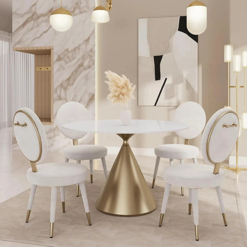 Set Morden Fort moderno e lussuoso composto da tavolo da pranzo rotondo e 4 sedie