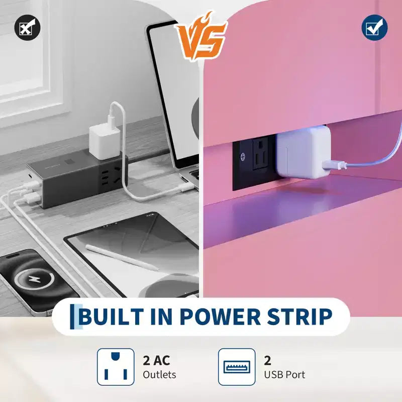 Meuble TV moderne avec 6 tiroirs et éclairage LED, comptoir flottant faisant office de bar à café pour centre de divertissement du salon