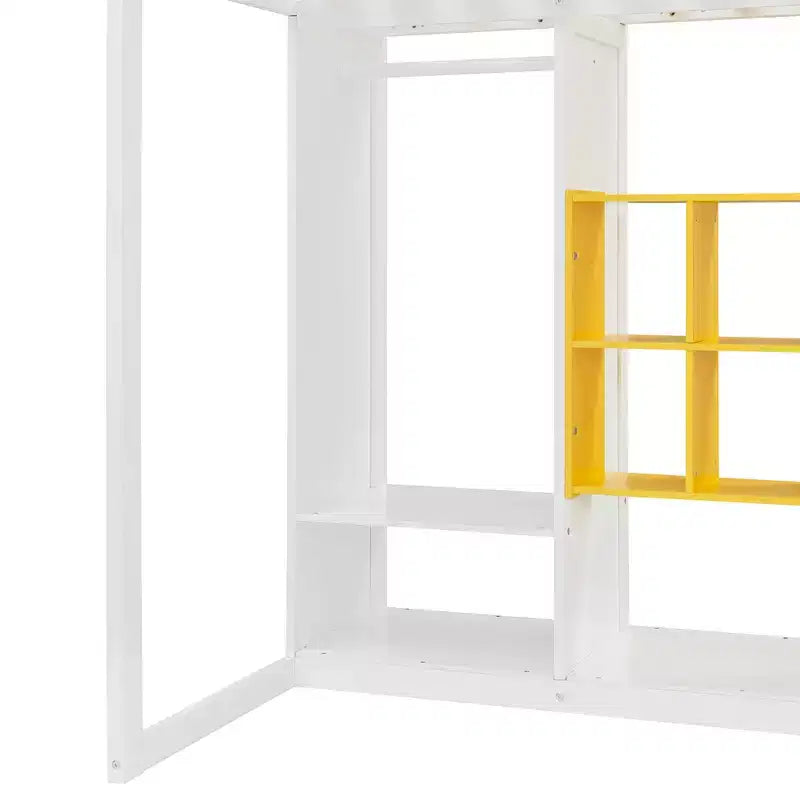 Letto a soppalco per bambini con armadio e mensole, struttura letto a soppalco in legno con mobile contenitore per bambini e ragazzi