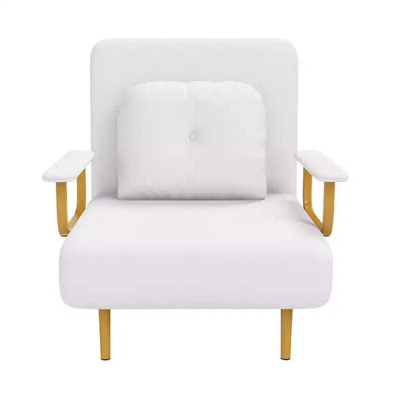 Folding Sofa Bed 3-in-1 Convertible Chair - 5-Position Adjustable Backrest with Pillow, Space-Saving Sleeper for Living Room, Bedroom & Office (White)