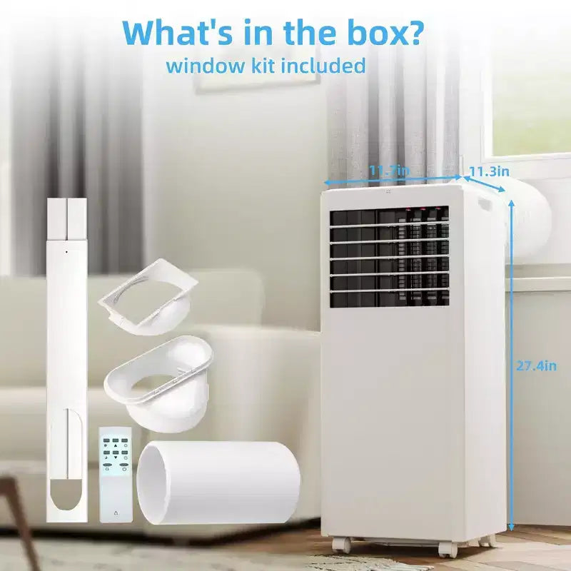 8K BTU Portable Air Conditioner - 3-in-1 Cooling, Dehumidifier & Fan for 350 Sq Ft with Sleep Mode & 1-Year Warranty