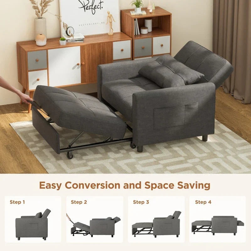 3-in-1-Schlafsofa mit verstellbarer Rückenlehne, ausziehbarer Sessel, umwandelbares Klappbett fürs Wohnzimmer