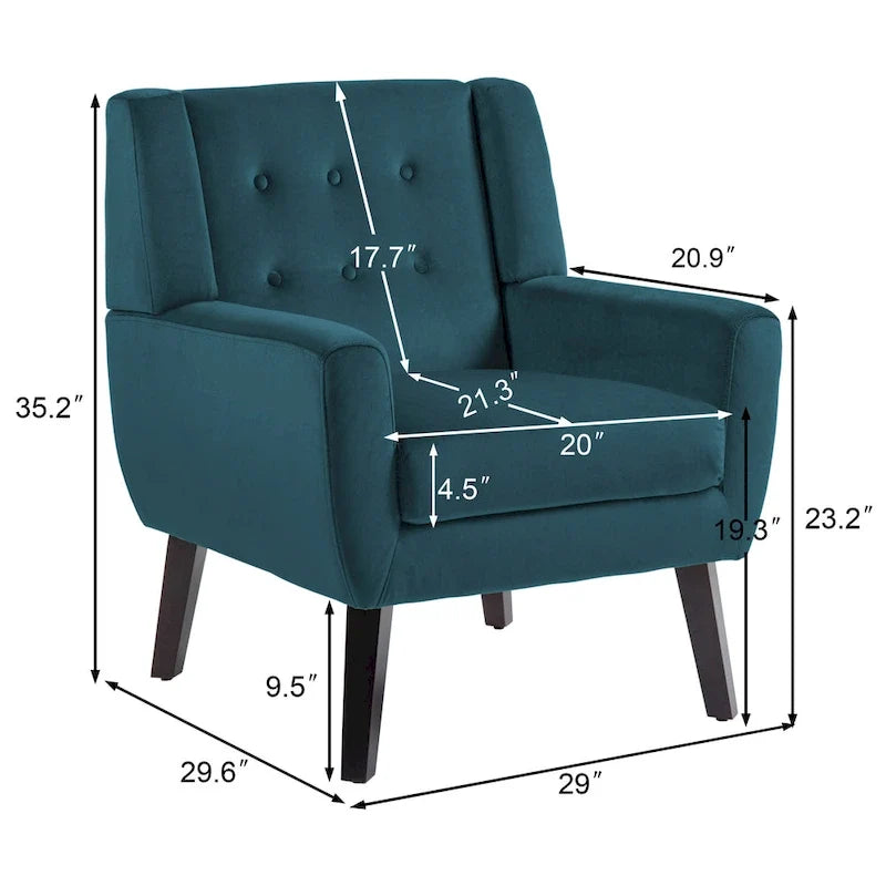 Set van 2 fluwelen accentstoelen voor de woonkamer, gestoffeerde fauteuils